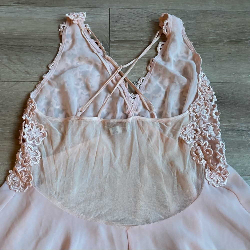 Vintage LaSenza lingerie negligee babydoll top crocheted floral for Spendida - Picture 6 of 9
